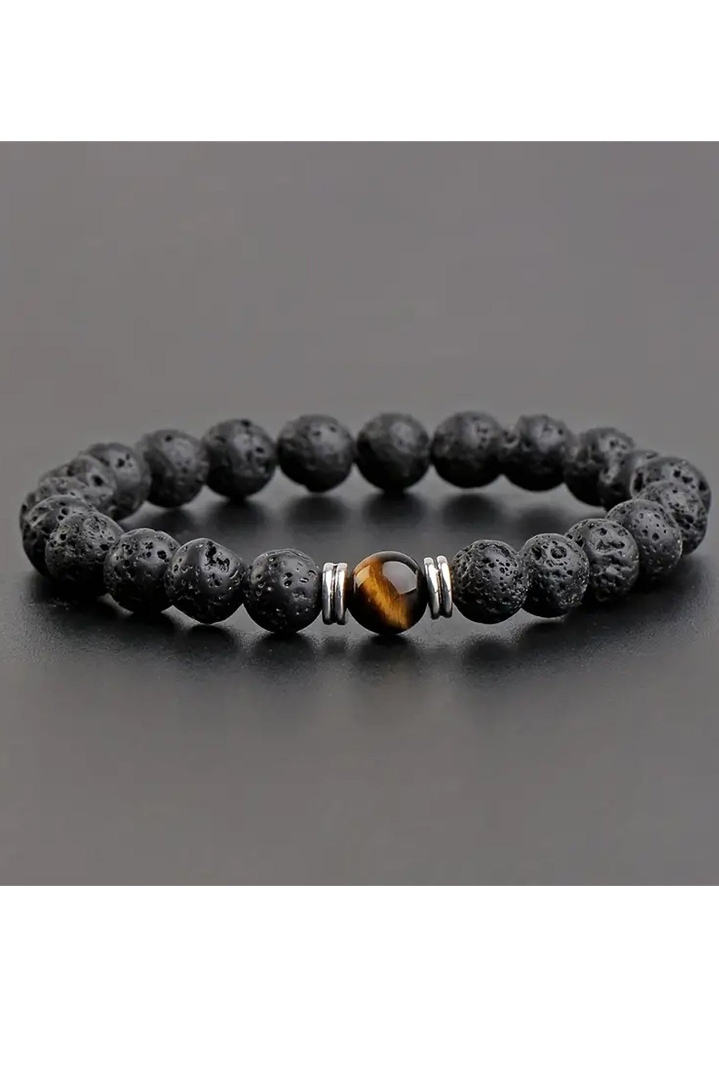 Cross.N.Crown Lava Stone Vintage Mosaic Beaded Bracelet