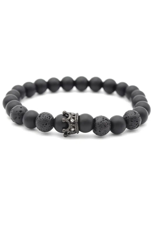 The O.G Cross.N.Crown Lava Stone Beaded Bracelet