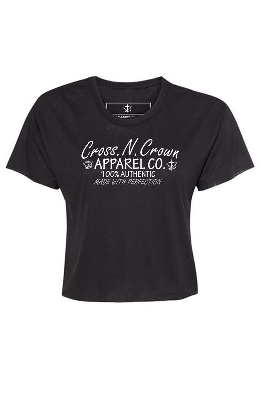 Womens Relaxed Made With Perfection Raw Edge Crop Top Tee