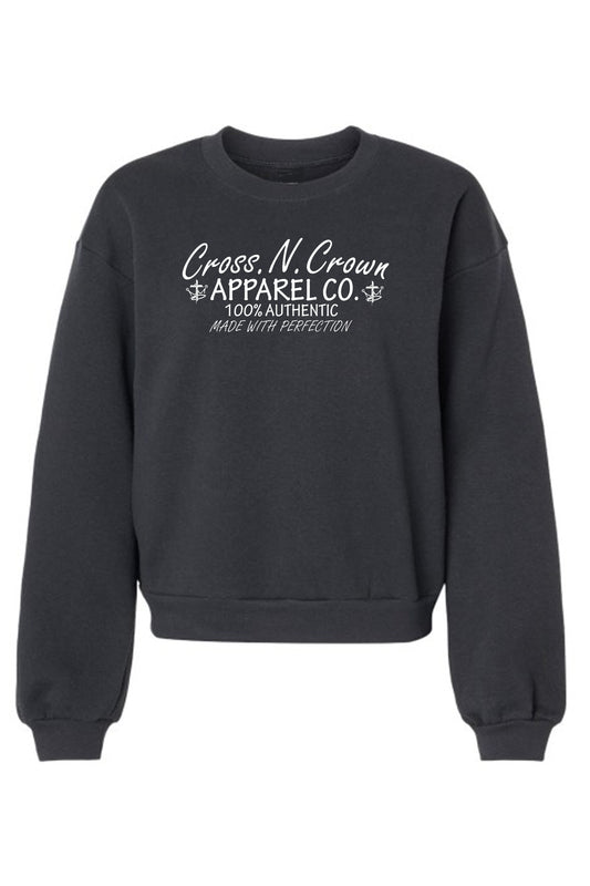 Womens 100% Authentic Made With Perfection Boxy Fit Women's Fleece Crewneck Sweatshirt