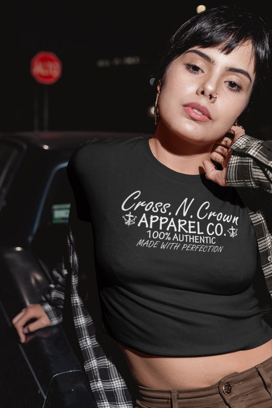 Womens Cross.N.Crown Soft Style Made With Perfection Crop Top Tee