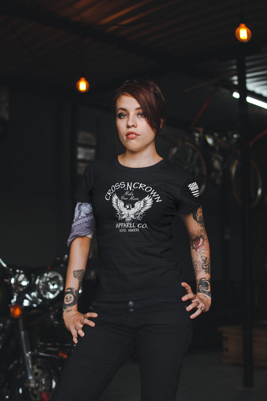 Womens Cross.N.Crown Make Your Move Patriot V-Neck Tee