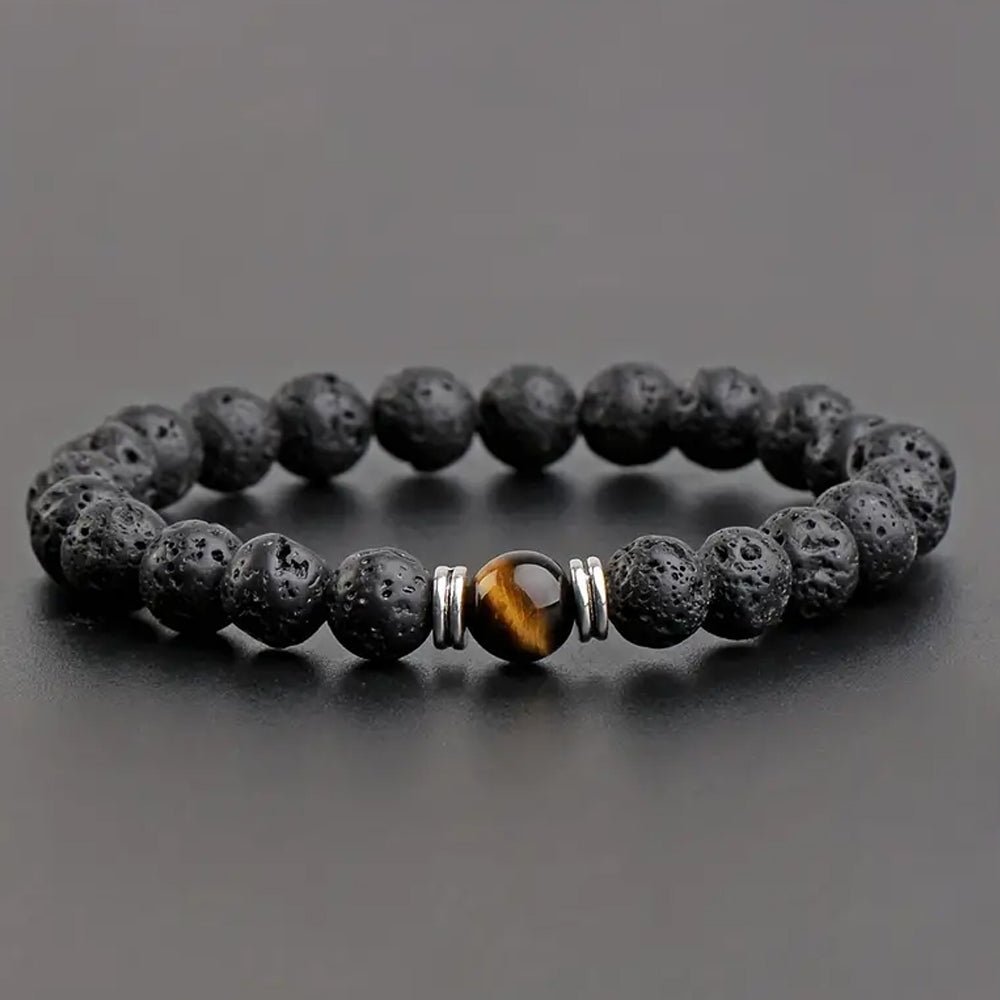 Cross.N.Crown Lava Stone Vintage Mosaic Beaded Bracelet - Cross.N.Crown Apparel Co