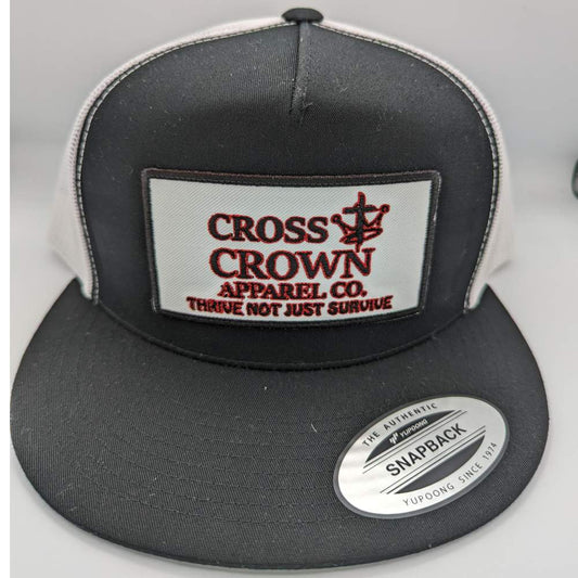Cross.N.Crown OG Thrive Black and White Trucker Snap Back Cap - Cross.N.Crown Apparel Co