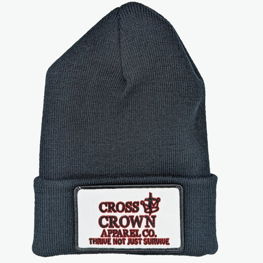 Cross.N.Crown OG Thrive Cuffed Beanie Black - Cross.N.Crown Apparel Co