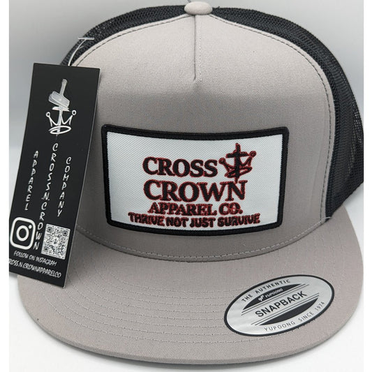 Cross.N.Crown OG Thrive Silver/Black Flat Brim Trucker Snap Back Cap - Cross.N.Crown Apparel Co