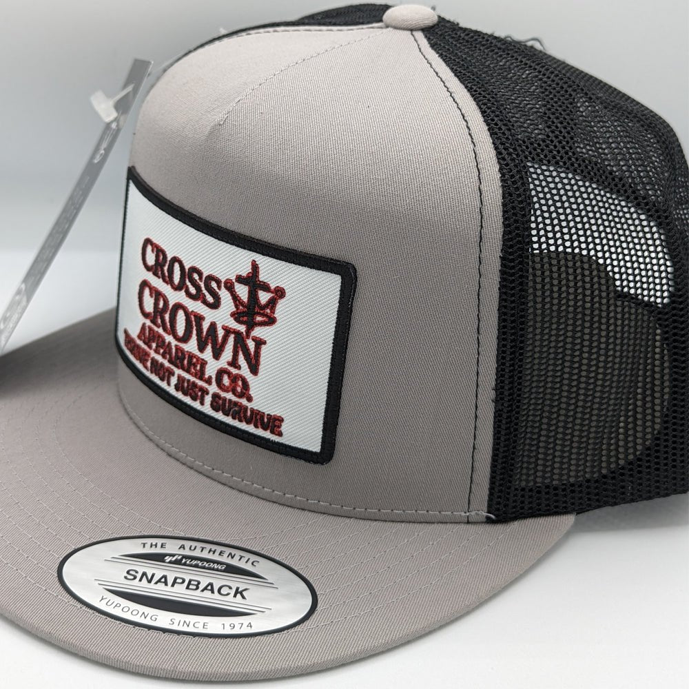 Cross.N.Crown OG Thrive Silver/Black Flat Brim Trucker Snap Back Cap - Cross.N.Crown Apparel Co