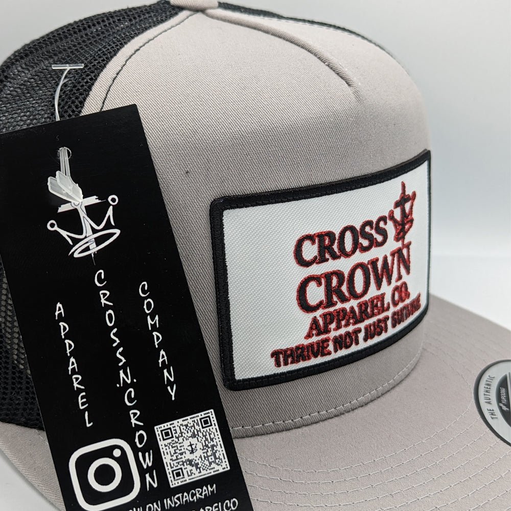 Cross.N.Crown OG Thrive Silver/Black Flat Brim Trucker Snap Back Cap - Cross.N.Crown Apparel Co