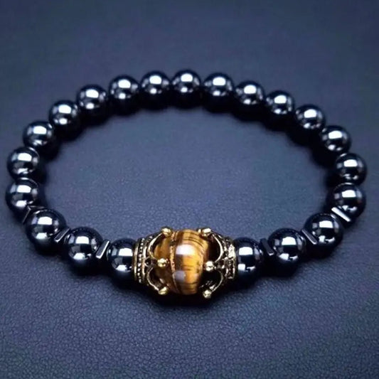 Cross.N.Crown Tiger Eye Alloy Stone Beaded Charm Bracelet - Cross.N.Crown Apparel Co