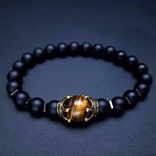 Cross.N.Crown Tiger Eye Frosted Matte Beaded Bracelet - Cross.N.Crown Apparel Co